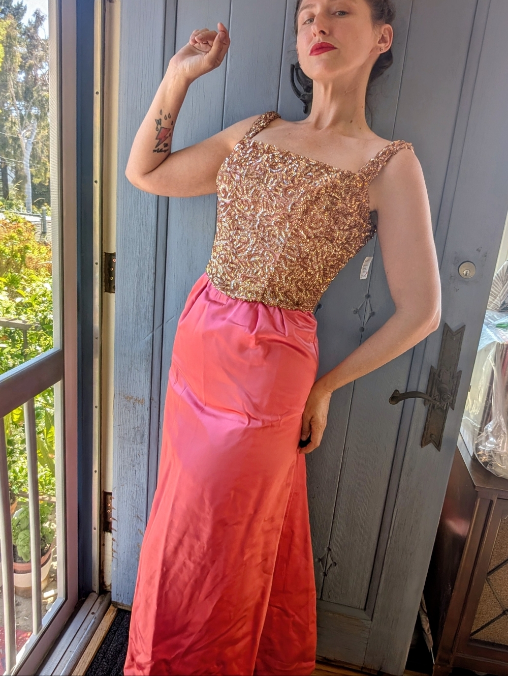 Vintage 1960s Designer Emma Domb Hot Pink Gown